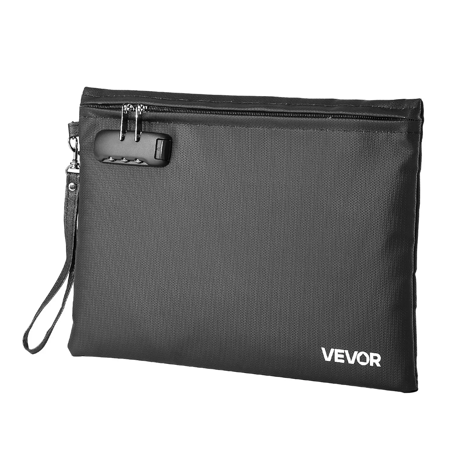 VEVOR YHX-007 Flame-Retardant Silicone Fiberglass Fireproof Document Bag, 1832℉ Heat-Resistant Heat-Insulated, Waterproof with Combination Lock, 2-Layer Lightweight Portable File Organizer for Home Office Document Safety, Fits Passports & Important Files