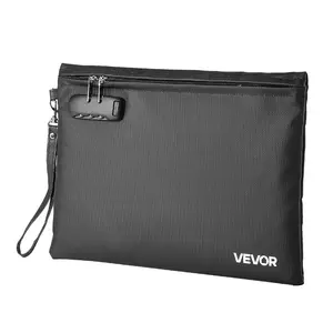 VEVOR Flame-Retardant Silicone Fiberglass Fireproof Document Bag, 1832℉ Heat-Insulated Waterproof Bag with Combination Lock, Lightweight Portable File Organizer for Home Office Use, Stores Passports Important Items