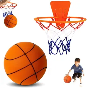 Quiet Indoor Basketball Set, Noise-Free Rebound Ball & Hoop, Low Noise Indoor Training Ball for Quiet Home Play, Includes No-Drill Wall Mount Hoop for Kids & Adults
