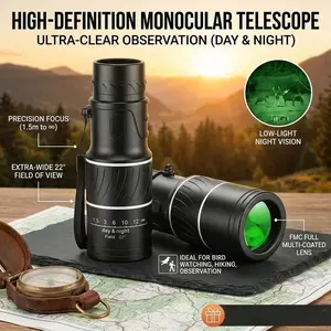 High Definition Monocular Telescope - FMC Green Film Optics With Day & Night Low Light Vision, Portable Handheld Single Eye Scope