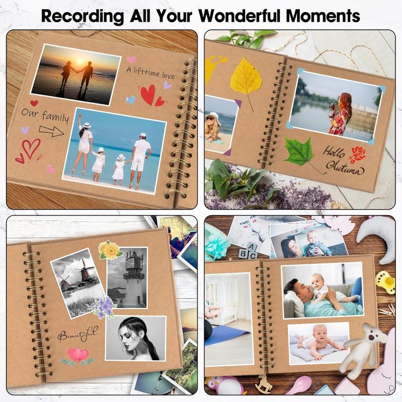 Travel Scrapbook Album ,40 Page DIY Spiral Memory Book(8 x 8 Inch) ,Photo lay flat book for Photo Journaling Anniversary Wedding Gifts Family Gifts