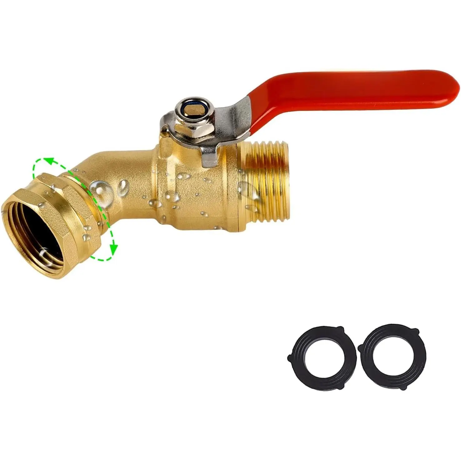 Brass Garden Hose Shut Off Valve with Full-Flow Design - Heavy Duty 3/4" GHT Connector, 304 Stainless Steel Handle