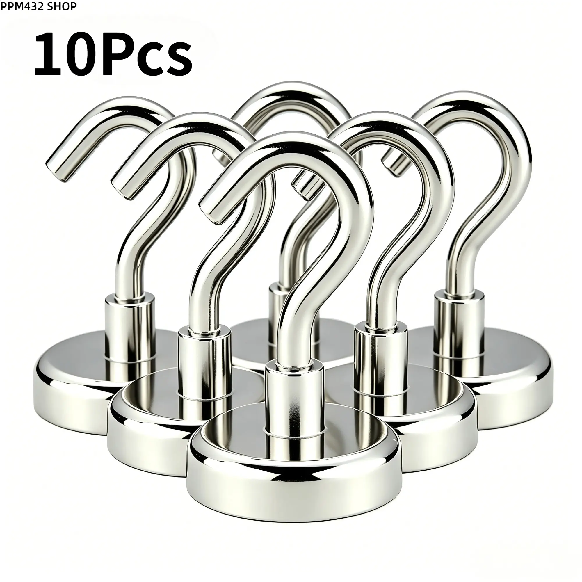 10 Pack Mini Magnetic Hooks, Heavy Duty Metal Magnetic Hooks, Compact Wear Resistant Hanging Hooks for Kitchen, Home, Office, Workspace and Vertical Storage Up to 2KG