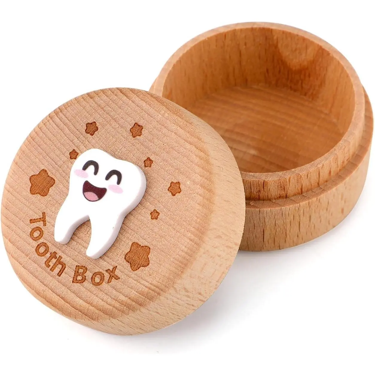 3D Carved Wooden Fairy Tooth Storage Box, Lost Teeth Container & Cute Tooth Holder for Boys Girls Kids Birthday Gift(Gift)