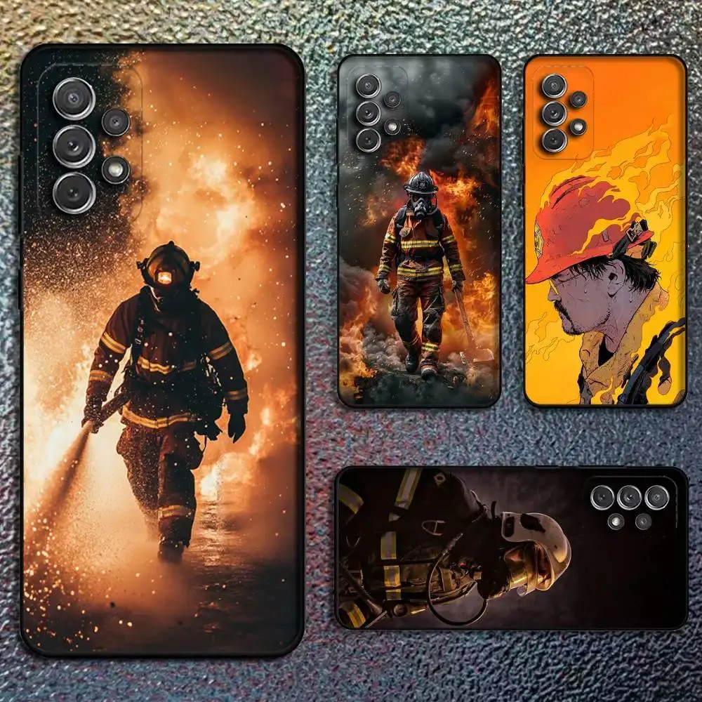 Fireman Firefighter Phone Case For iPhone 11-17 Pro Max/Plus & Samsung Galaxy S23-S25 Black Cover Heroic Emergency Service Protective Case