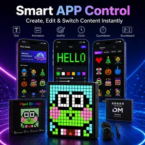 Desktop Pixel LED Display 16 x 16– DIY Pixel Art, Custom Text & Animation, Smart Clock & Alarm, APP Control, Interactive Pixel Display for Desk Decor, Gaming Setup, Creative Gift, Office & Home Decoration, High-Quality LED Pixel Screen
