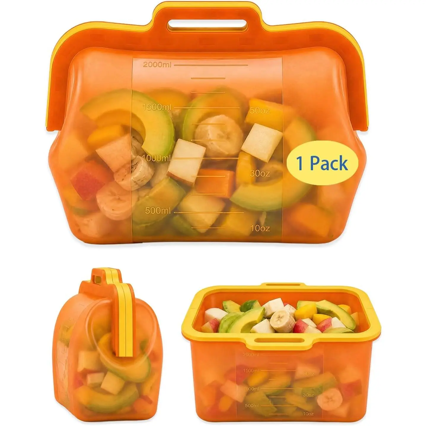 Fast Seal Reusable Silicone Food Storage Bag, 68 oz,