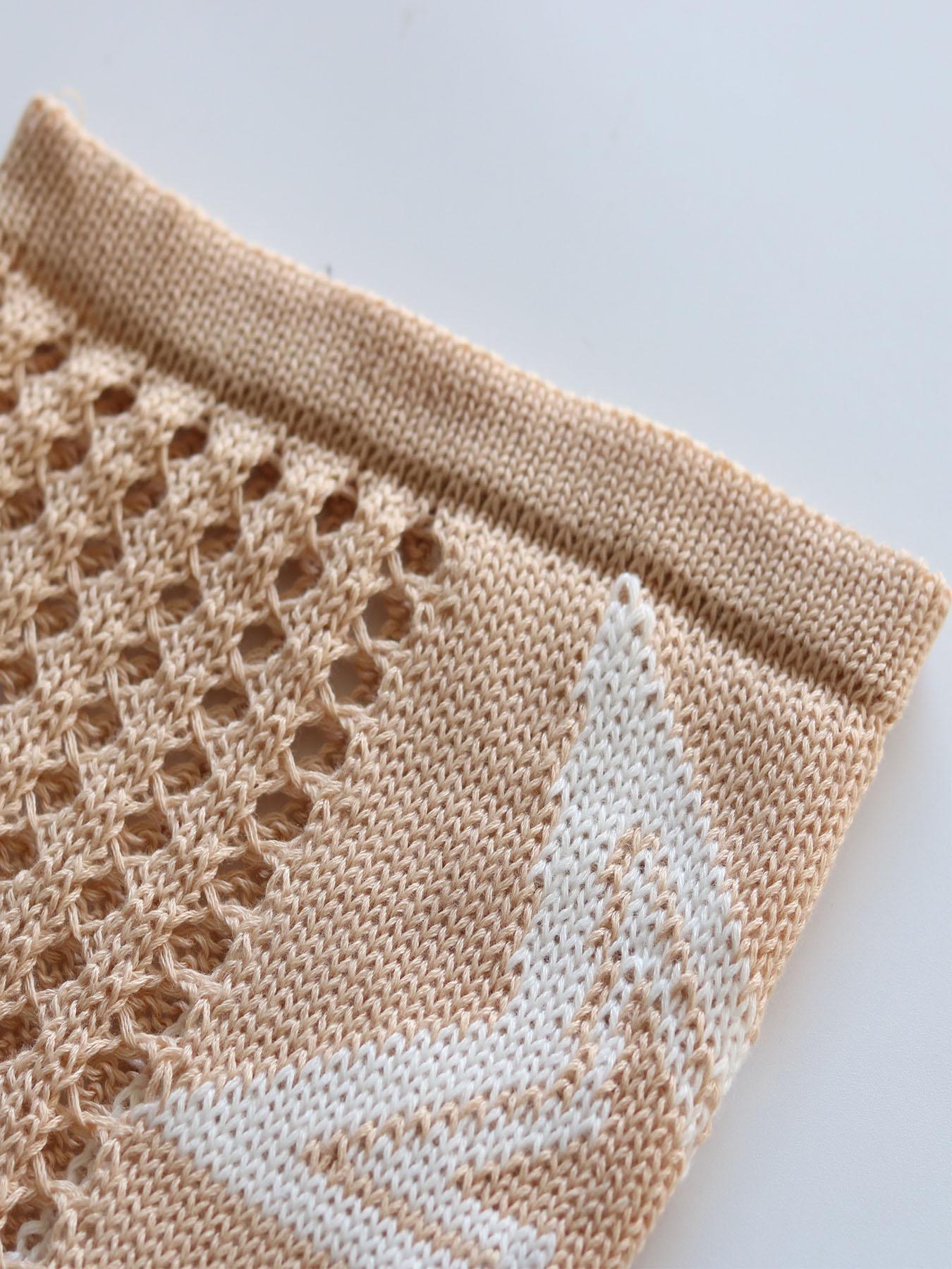 Women's Number Print Hollow Out Sweater, Casual Chic Fashion Round Neck Knit Top for Summer, Breathable Fashion Women's Knitwear for Daily Wear, Womenswear