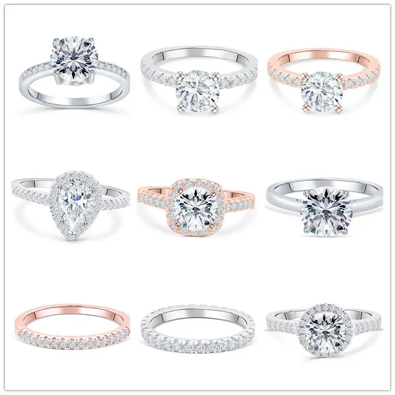925 Sterling Silver Ring Set for Women, Cubic Zirconia Stackable Rings, Bridal Wedding Engagement Promise Ring Set, Eternity Band Fashion Jewelry