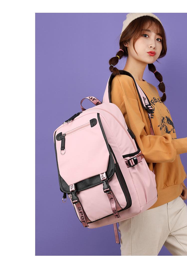 Cross-border Casual Korean Style Backpack Outdoor Large Capacity Junior High School Student Solid Color Simple Multi-layer Laptop Backpack