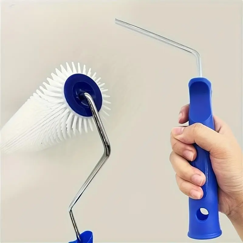 Self-Leveling Epoxy Floor Paint Roller with Handle, Blue Plastic Nail Roller for Even Coating, Bubble-Free, Easy to Use, Ergonomic Design, Durable