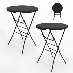Folding Cocktail Table 2 Pack – 32" HDPE Round Bar Table for Parties, Patio & Backyard, Outdoor High Top Table with Locking Legs, Easy Fold & Store