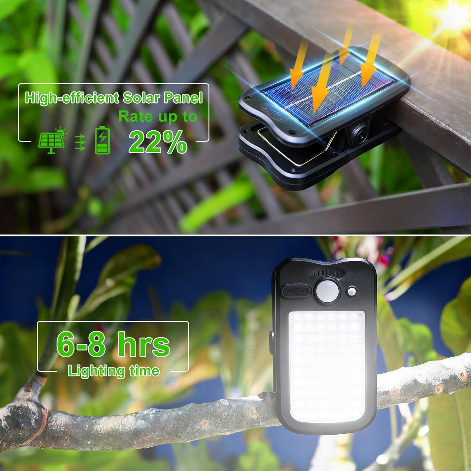 Ultra-Bright Solar Light,Compact Portable Clip-On Motion Sensor, Multi-Function Outdoor LED Safety Lighting, Pathway Security Lights, Suitable for Courtyard, Garden, Balcony, Patio, Fence, Deck, Wall, Garage, Workshop Repair