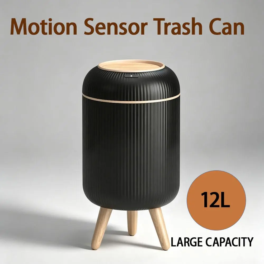 Automatic Garbage Can - Bathroom-Ready Waterproof Smart Sensor-Activated Lidded Bin, Nordic Classic Style, Space-Saving Eco-Friendly Multifunctional Home Goods, Bathroom Gadgets, Recyclable Automatic Garbage Can Waste & Recycling Household Bin