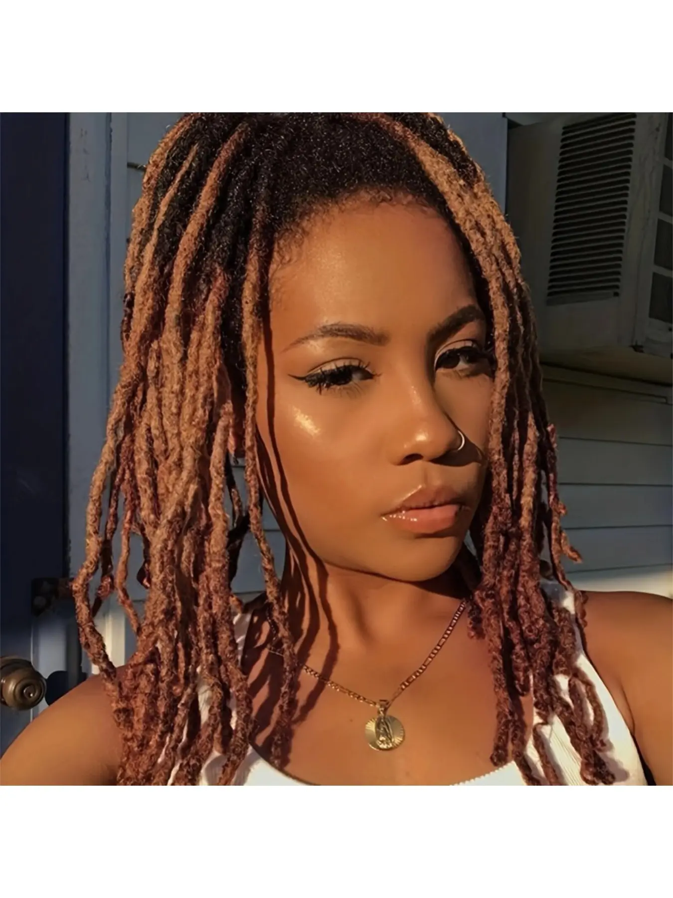 Human Hair Loc Extensions 1B/30# Highlight Ombre Brown 6–16 Inch Handmade Dreadlock Extensions 0.6cm Width 10/30/60 Strands Full Head Natural Soft Locs