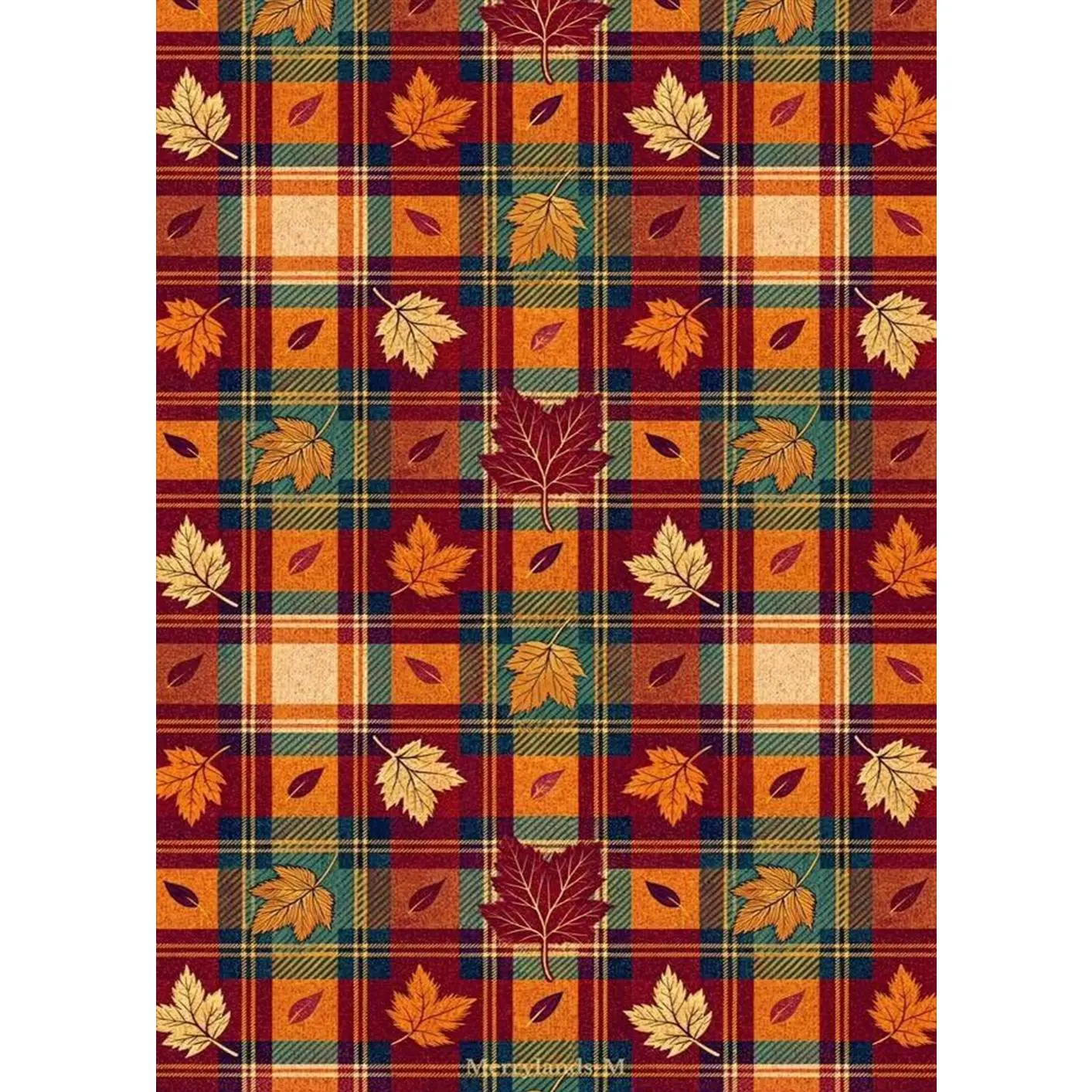 1pc 8x10 Fall Plaid Area Rug , Maple Leaf Autumn Tartan Pattern , Cozy Plush Soft Faux Cashmere , Non Slip Bottom , Living Room & Bedroom Deocr , Rugs For Living Room , Aesthetic Room Decor , Alfombras Para Sala