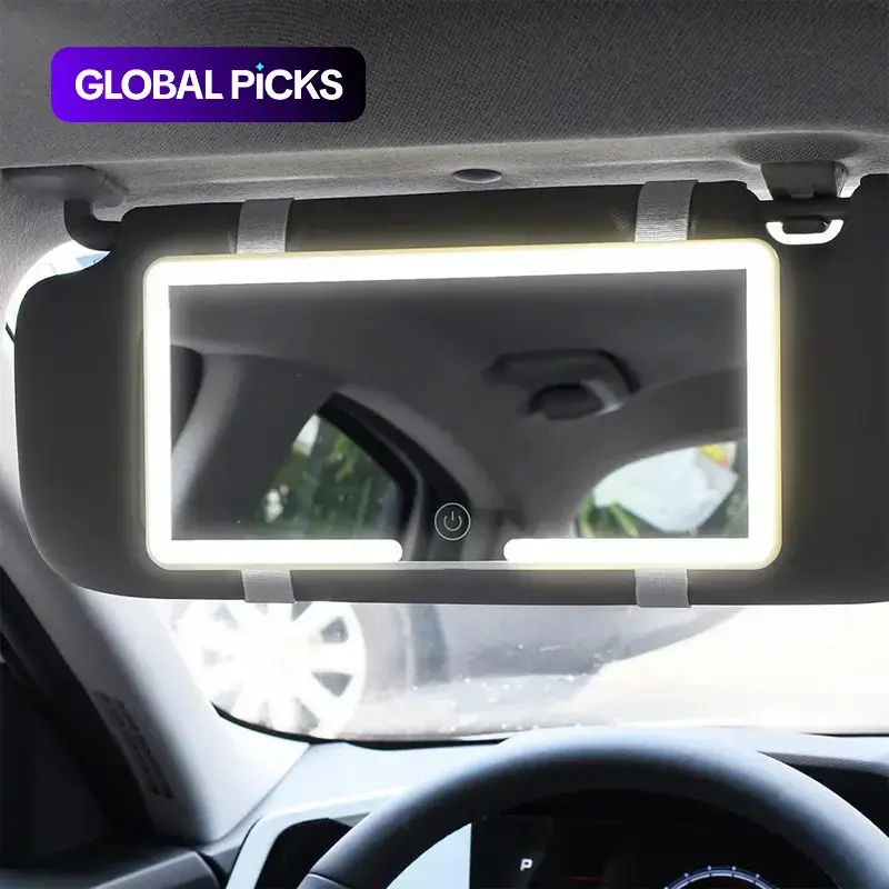 LED Car Sun Visor Mirror Led Light, Touch-Control Dimmable Rechargeable Car Interior Mirror, Auto Accessory #GLOBAL PICKS