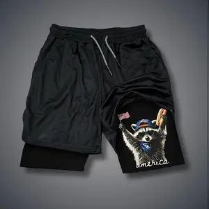 Double-Layer Sports Shorts Graphic Shorts Black Shorts Camo Shorts Streetwear Shorts Men Outfits Men Short Shorts Vacation Outfits Shorts