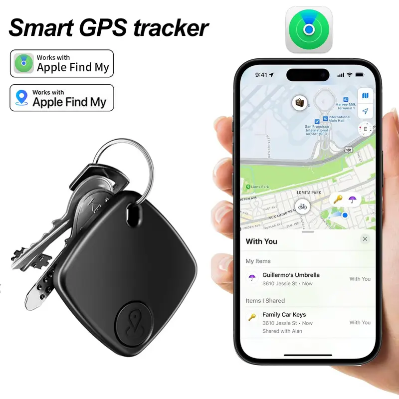 Smart Apple GPS Tracker, Mini Locator, Mini Size, Key Finder, Compatible with iOS Find My App Reminder Device MFi Certified Locator Car Keys Pet Children Elderly Locator Peace of Mind (Not Compatible with Android Devices)