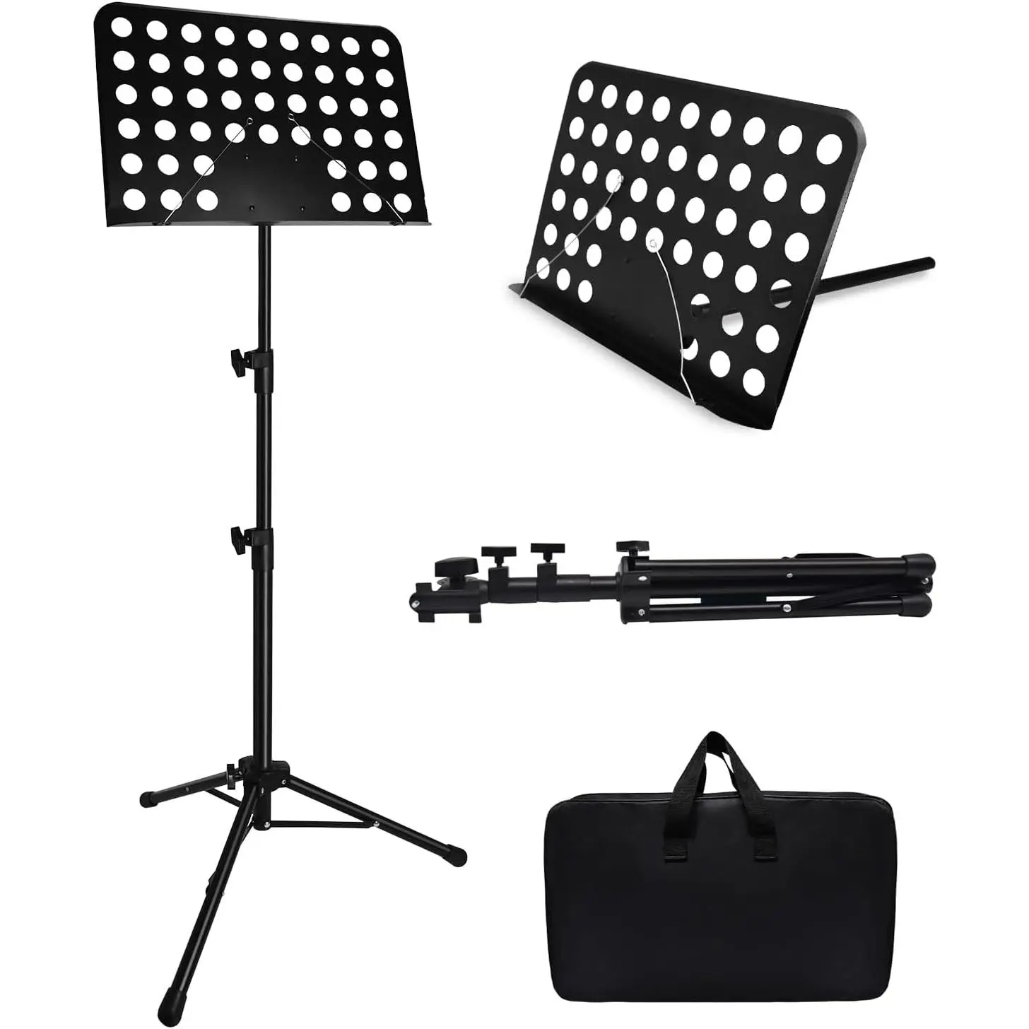 57IN Sheet  Stand, Tall  Stand for Sheet  High Stability, Adjustable Portable  Stand with Carrying Bag for Guitar, Violin, Ukulele (33-57IN-B)