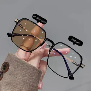 Outdoor Photochromic Sunglasses Unisex Luxury Square Photochromic Minus Diopter Eyewear Women Short-sighted Eyeglasses 0 To -6.0