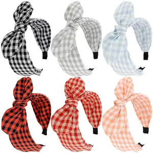 6 count  Headbands With Bow, Cute Knotted Wide Headband, Christmas Hair Accessories for Women Girls, Bunny Ears Red Headwraps