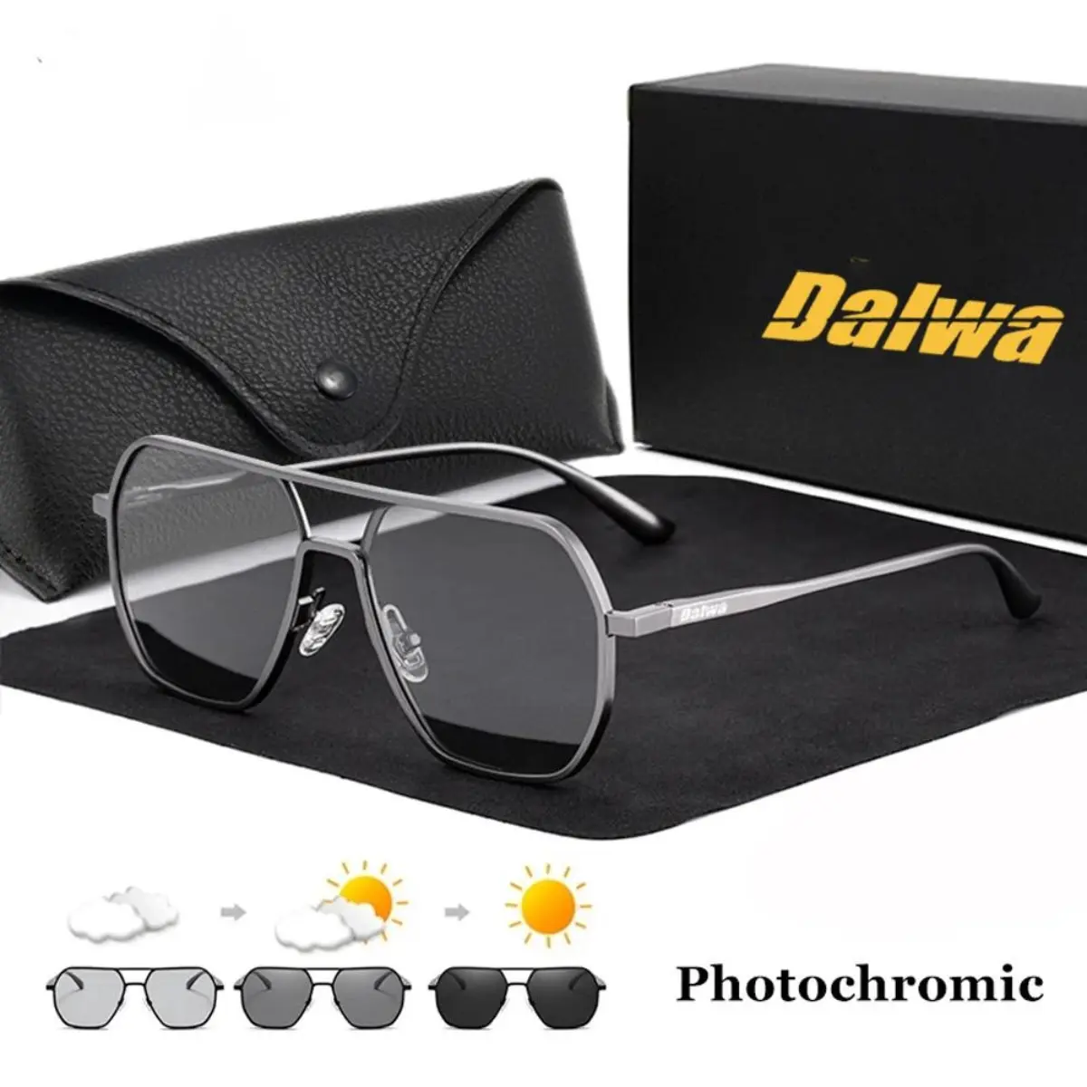 [Rocket Material] Dalwa Photochromic Polarized Driving Sunglasses Flexible Men's  Shades Male Hiking Fishing Classic SunGlasses UV400 Eyewear Outdoor Sports