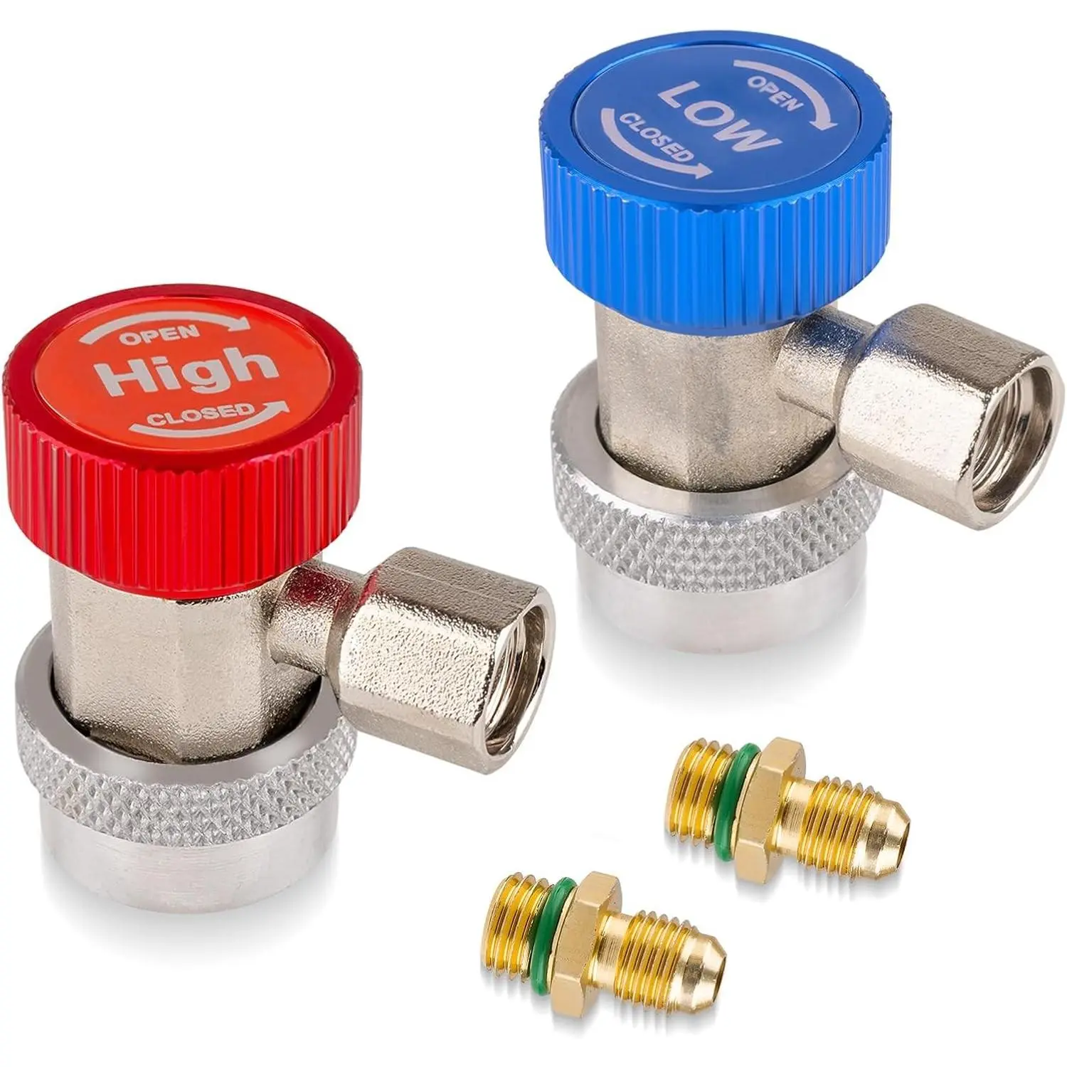 2PCS R134a Refrigerant Adapter and Hose Fittings - High/Low Pressure Automotive A/C Couplers for Efficient Maintenance and RefillGift