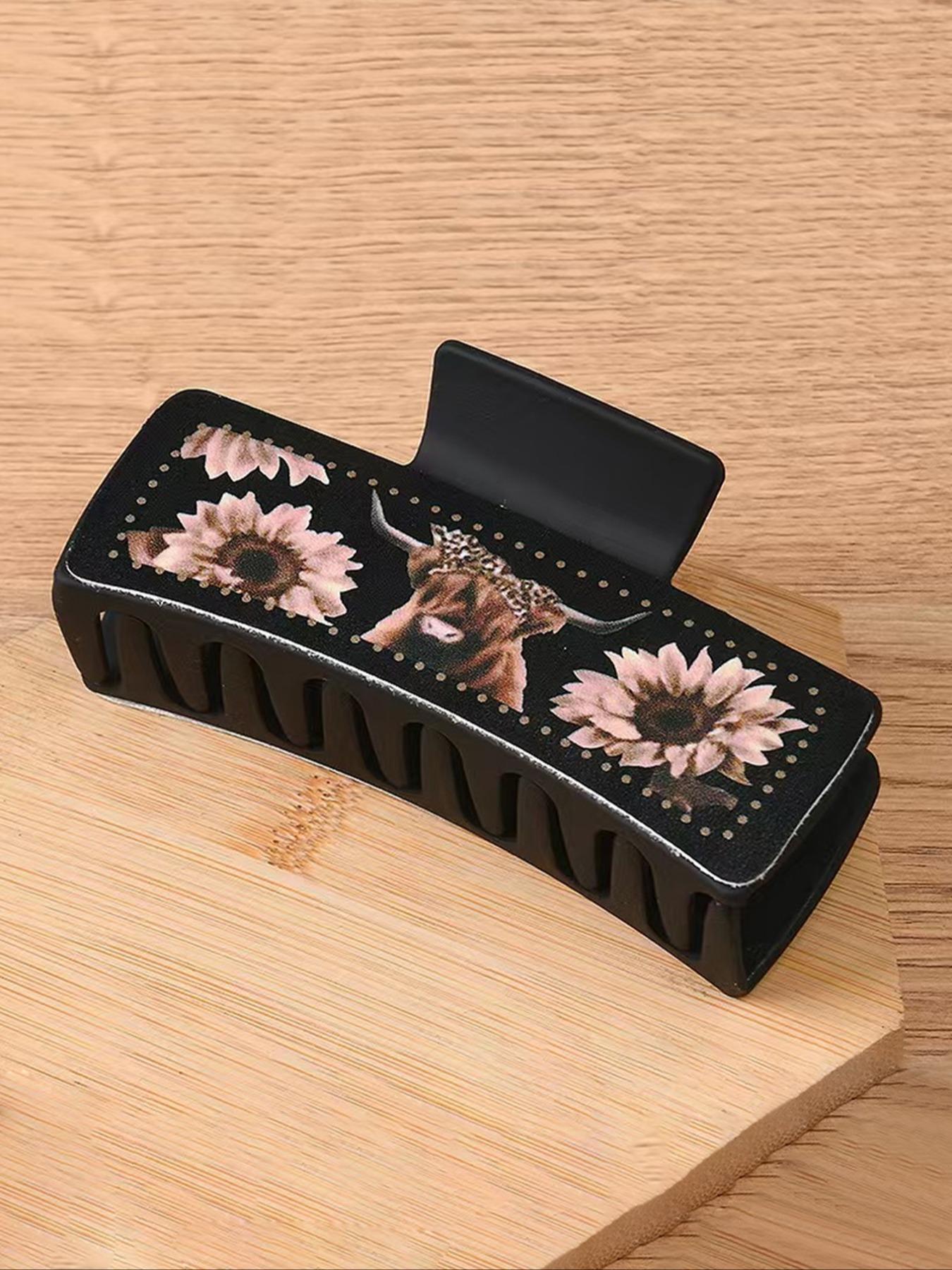 Western Cowboy Style Cute Animal Pattern Hair Claws, Fashionable Hair Accessories for Women & Girls, Casual Versatile Hair Accessories for Daily Wear, Hair Clip Set