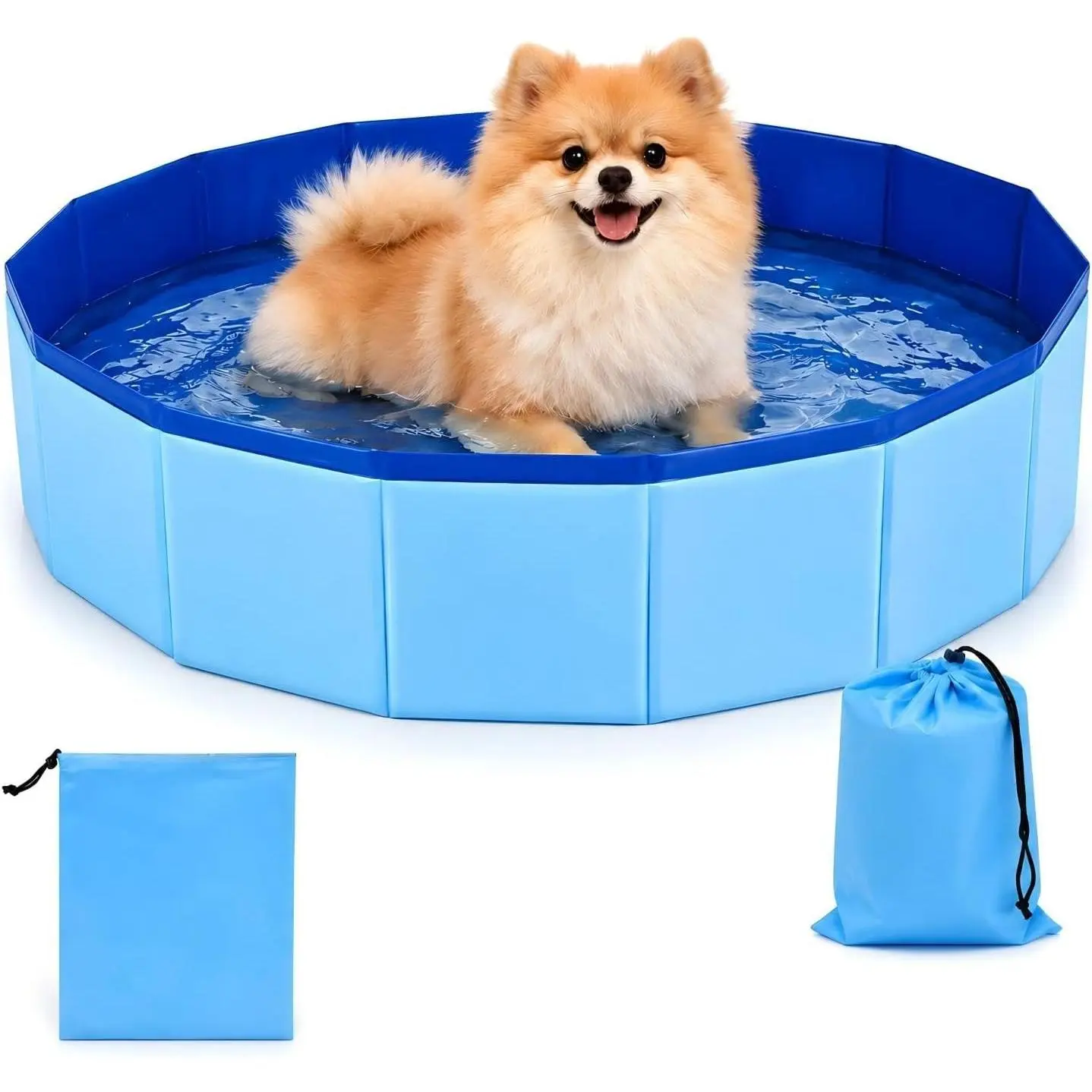 Foldable Dog Pool 24 x 8 Inch, Portable PVC Collapsible Pet Swimming Pool with Storage Bag, Non-Slip Dog Bath Tub for Small Dogs, Cats and Puppies, Indoor Outdoor Ball Pit