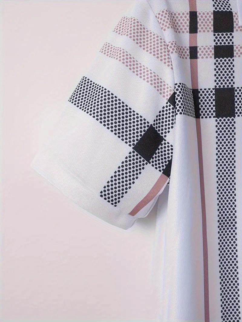 Summer Printed Checks Men's Casual Polo Collar Polo Shirt Menswear Top