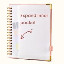 Hardcover Spiral Notebook Journal with Removable Dividers Tabs, 300 Pages Leather 5 Subject Notebook College Ruled, 8"x10" Large B5 Notebooks for Work School Note taking, Lined Journal for Women, Pink