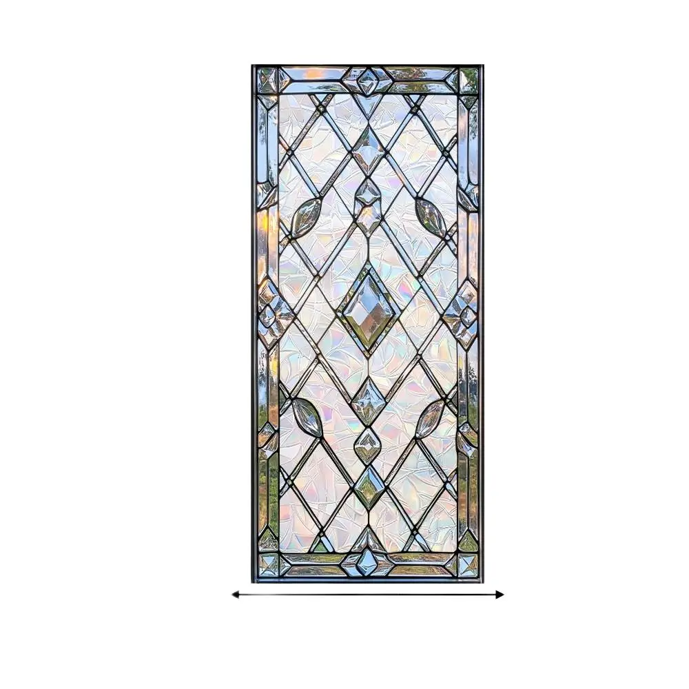 European Vintage Painted Static Glass Film, Window Privacy Films, Anti-Spy Removable Window Decal, Kitchen Bathroom Decor, Reusable Adhesive, No Sticky Residue
