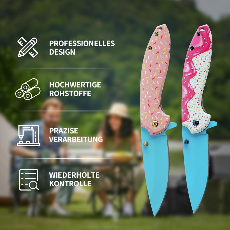 Doughnut aluminum handle folding camping EDC pocket knife foldable portable folding knife hunting knife