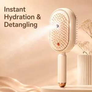 Anti-Static Spray Hair Brush with Massage! Electric Detangling Comb, 10ml Mist Tank for Water/Serum. USB-C Rechargeable, Gentle Red Light, Smooths Frizzy Hair. Perfect for Home/On-the-Go Care.