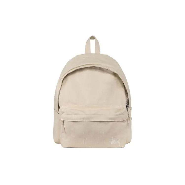 Stussy Cotton Canvas Backpack for Men and Women – Minimalist Beige Design