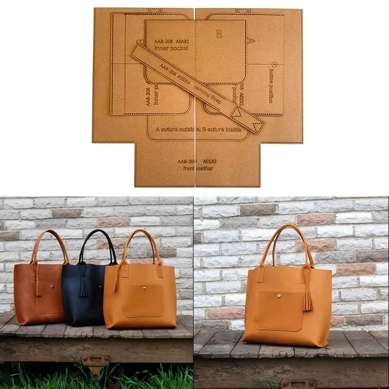 6-Piece Handbag Template Set, Leather Paper Pattern, DIY Craft Kit, Shoulder Bag Totem Design Mold, Unique Crafting Tool, Making
