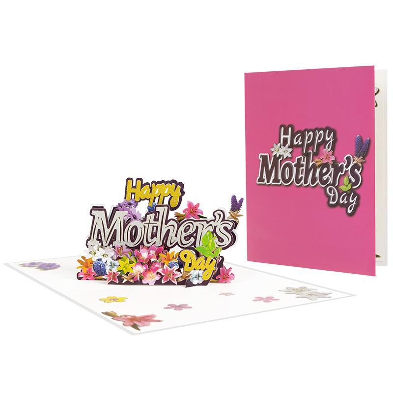 3D Happy Mother's Day Card, 1 Set Flower & Letter Pattern Greeting Card with Envelope, Creative Gift Card for Mother, Gift for Mom