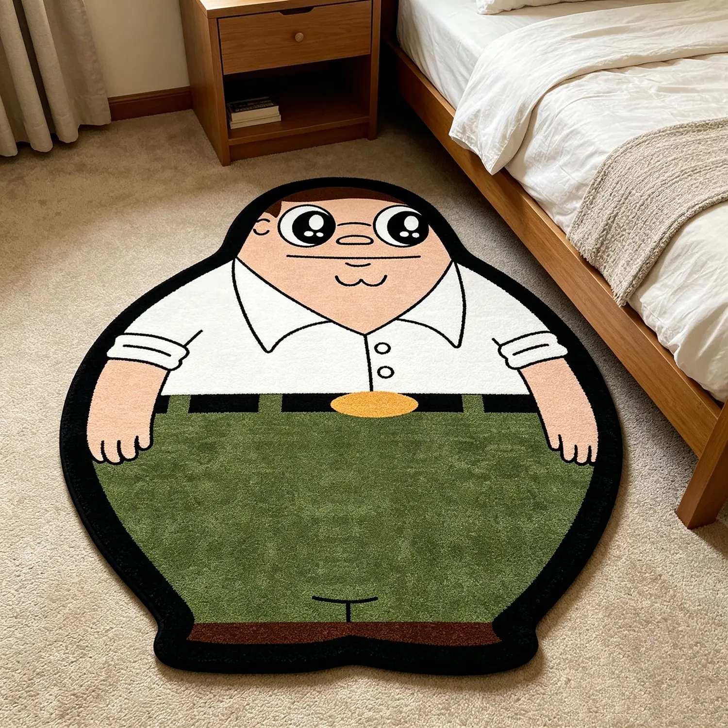 Funny Griffin Shaped Rug, Cartoon Fat Man Carpet, Gaming Room Decor, Bedroom Bedside Mat, Stylish and Practical Decoration Rug
