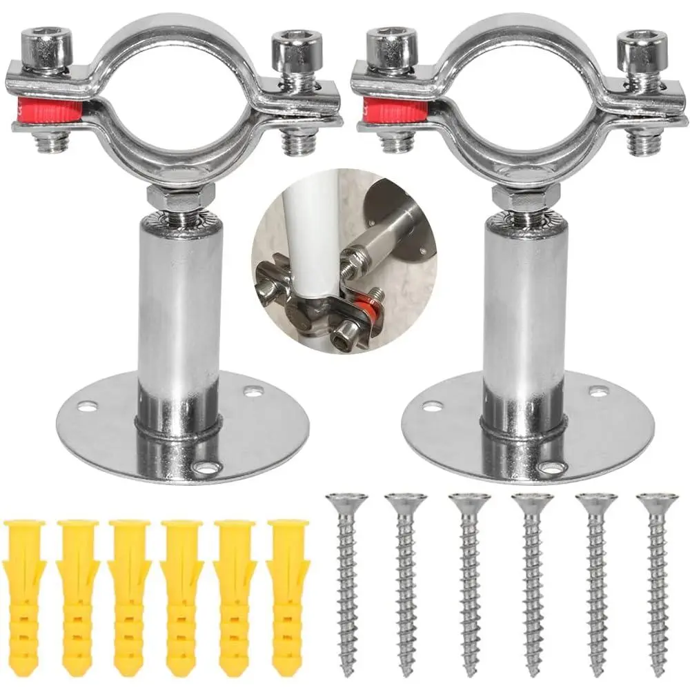 1 Inch Stainless Steel Pipe Support Wall Ceiling Mount Pipe Strap Clamp Adjustable Pipe Bracket Holder for Metal Water Pipe Tube Fitting Range 25-27mm