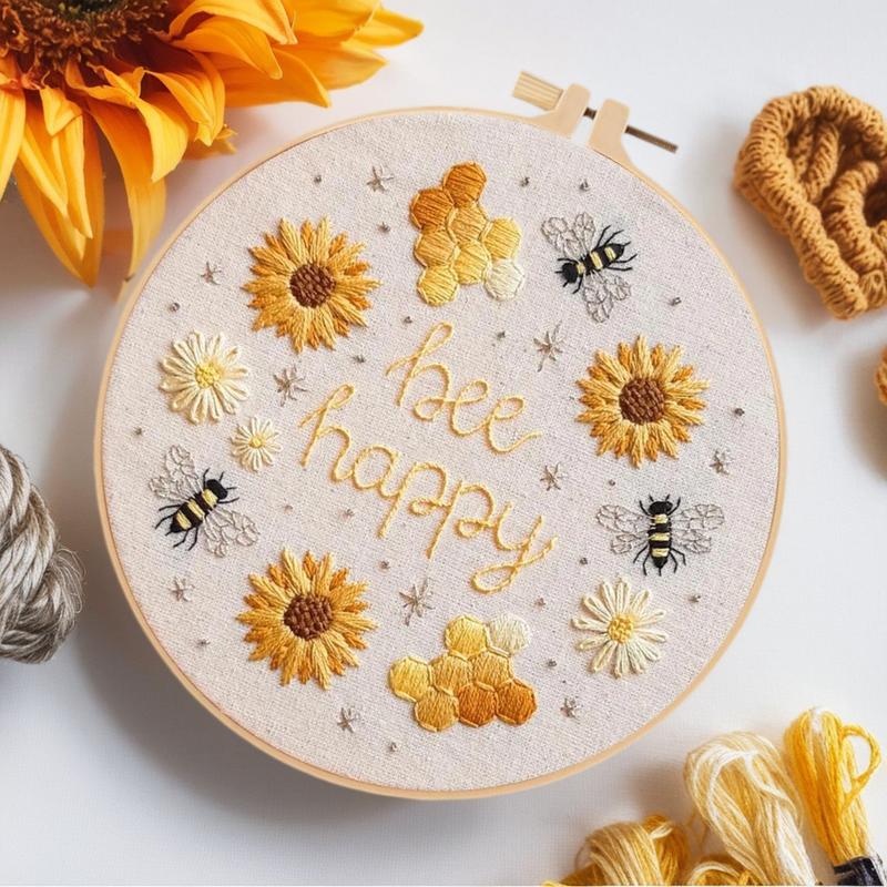 Floral Embroidery Kit for Beginners – DIY Needlework Set with English Guide  Fun & Relaxing Craft for Kids & Adults Create Handmade Art Projects Perfect for Home Decor & Gifts