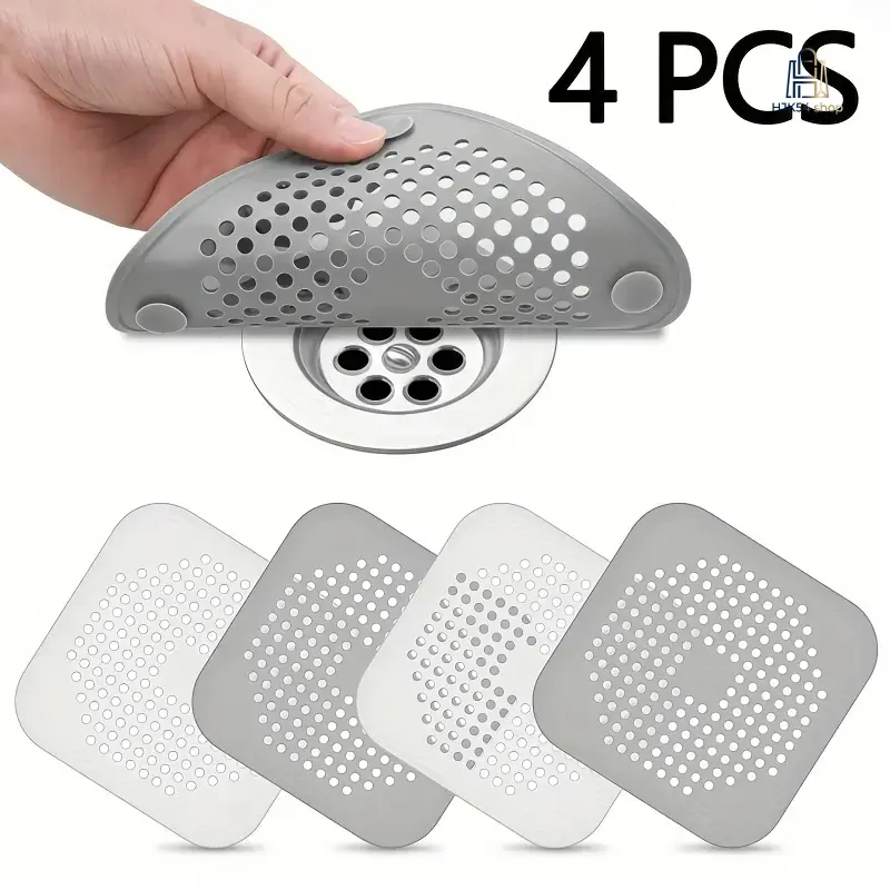 4 Pack Anti-Clog Drain Filter Screen, Bathtub Shower Drain Hair Catcher for Kitchen Sink Bathroom Drains, Prevents Pipe Clogs, Battery-Free Household Essential, Ideal Gift for Birthday Holiday Party