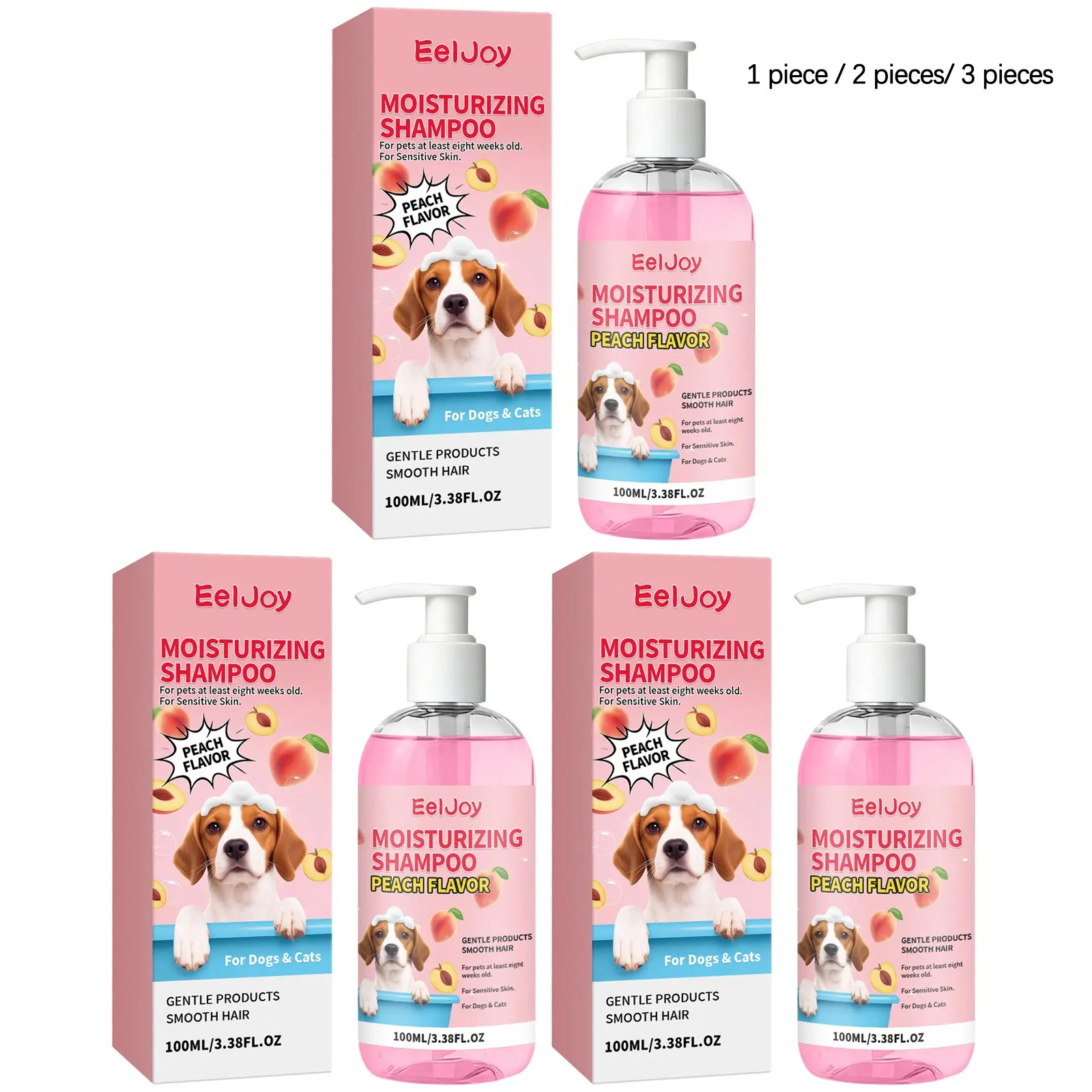 Pet Shampoo (100ML/100ML*2/100ML*3), Gentle Cleansing Deodorizing, Soft Silky Hair, Moisturizing Smooth, Fragrant Hydrating Shampoo