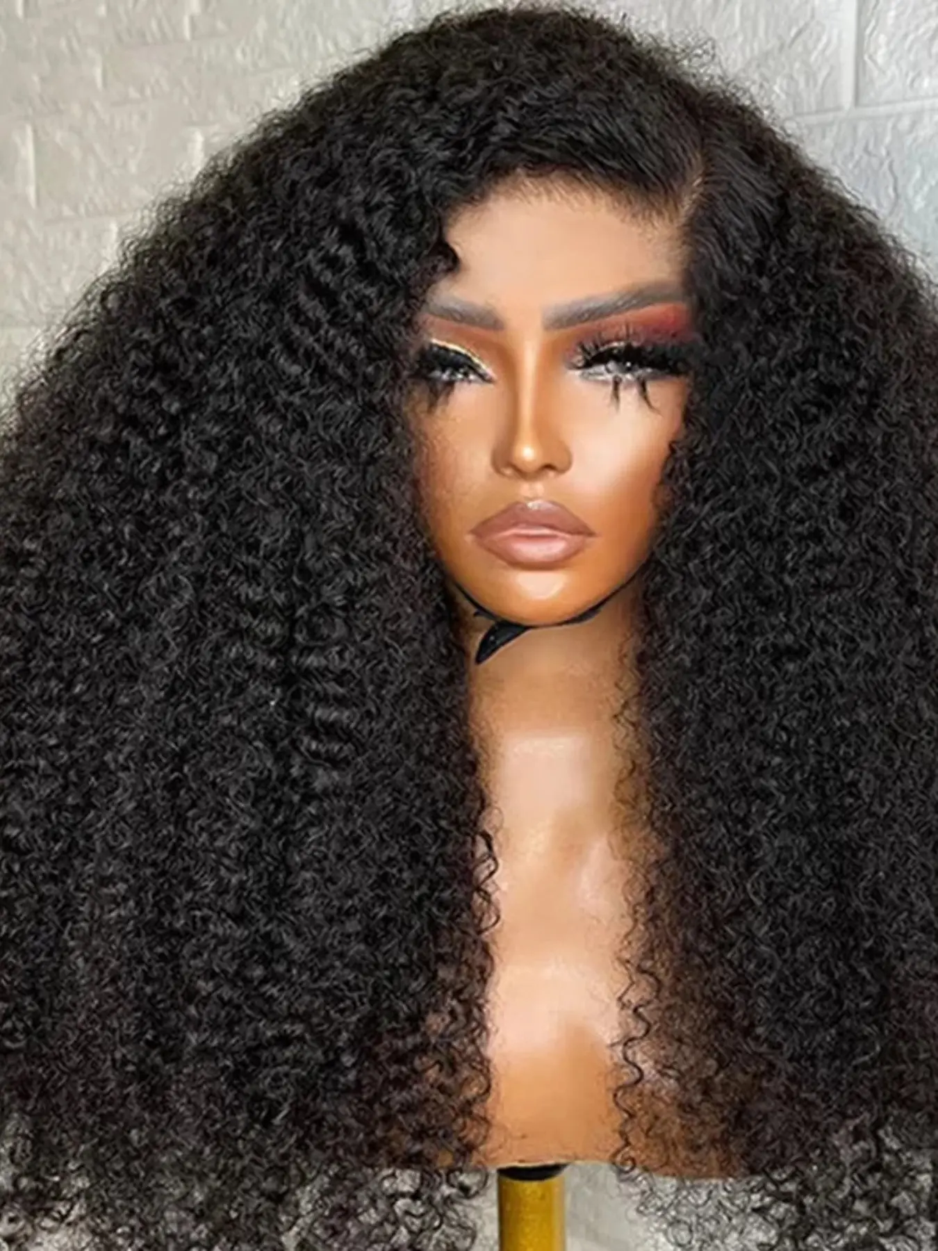 180% Density Long Kinky Curly Wig, 26 Inches Long, Lace Front Wigs Natural, Pre-Styled, Daily Wigs Heat Resistant, Comfortable Fit