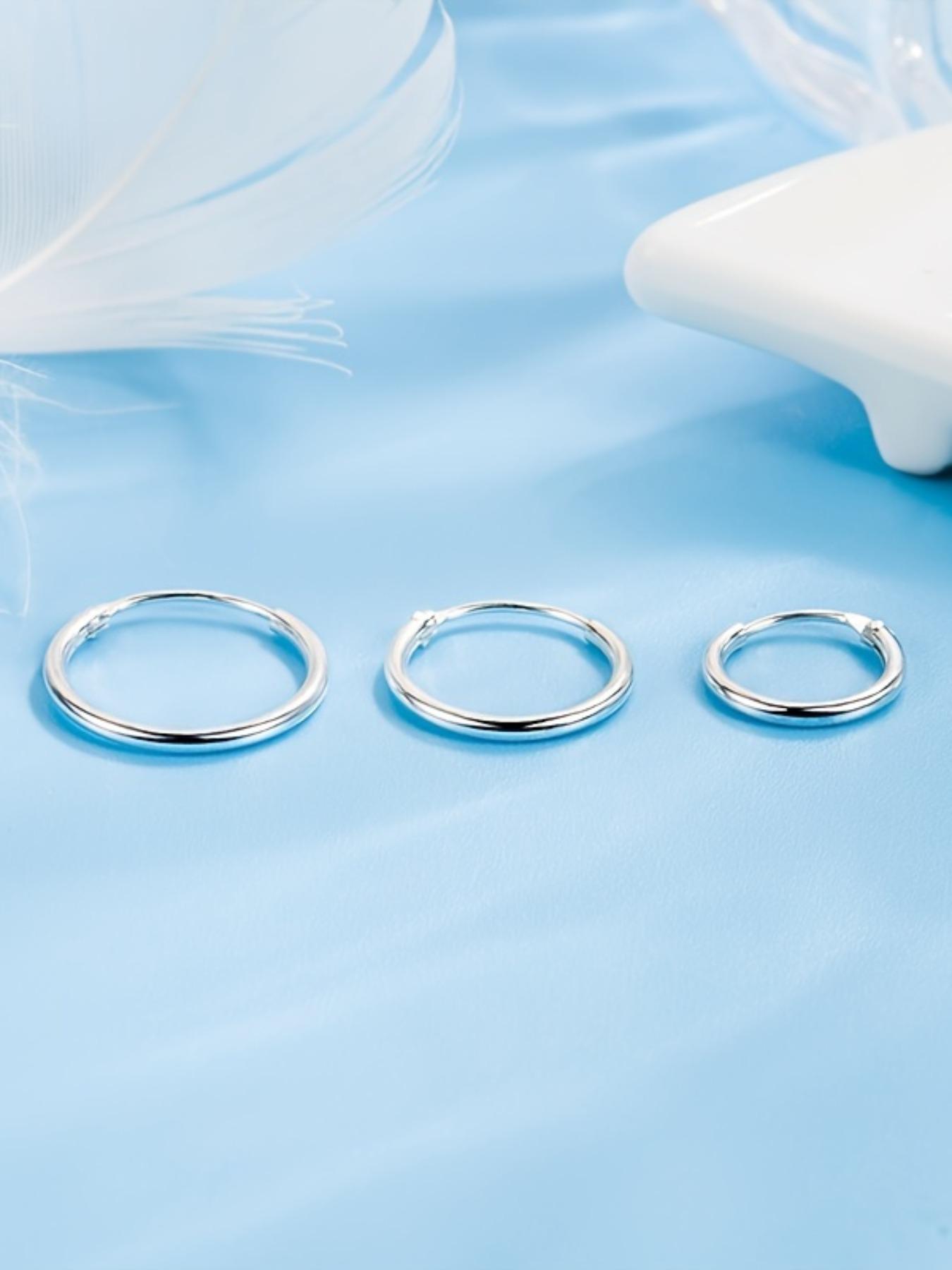 925 Sterling Silver Simple Hoop Earring Sets, High Quality Earrings, Fashionable Elegant Minimalist Earrings for Women & Girls, Trendy All-match & Exquisite Jewelry for Birthday Gift, Gifts for Wife, Silver Jewelry