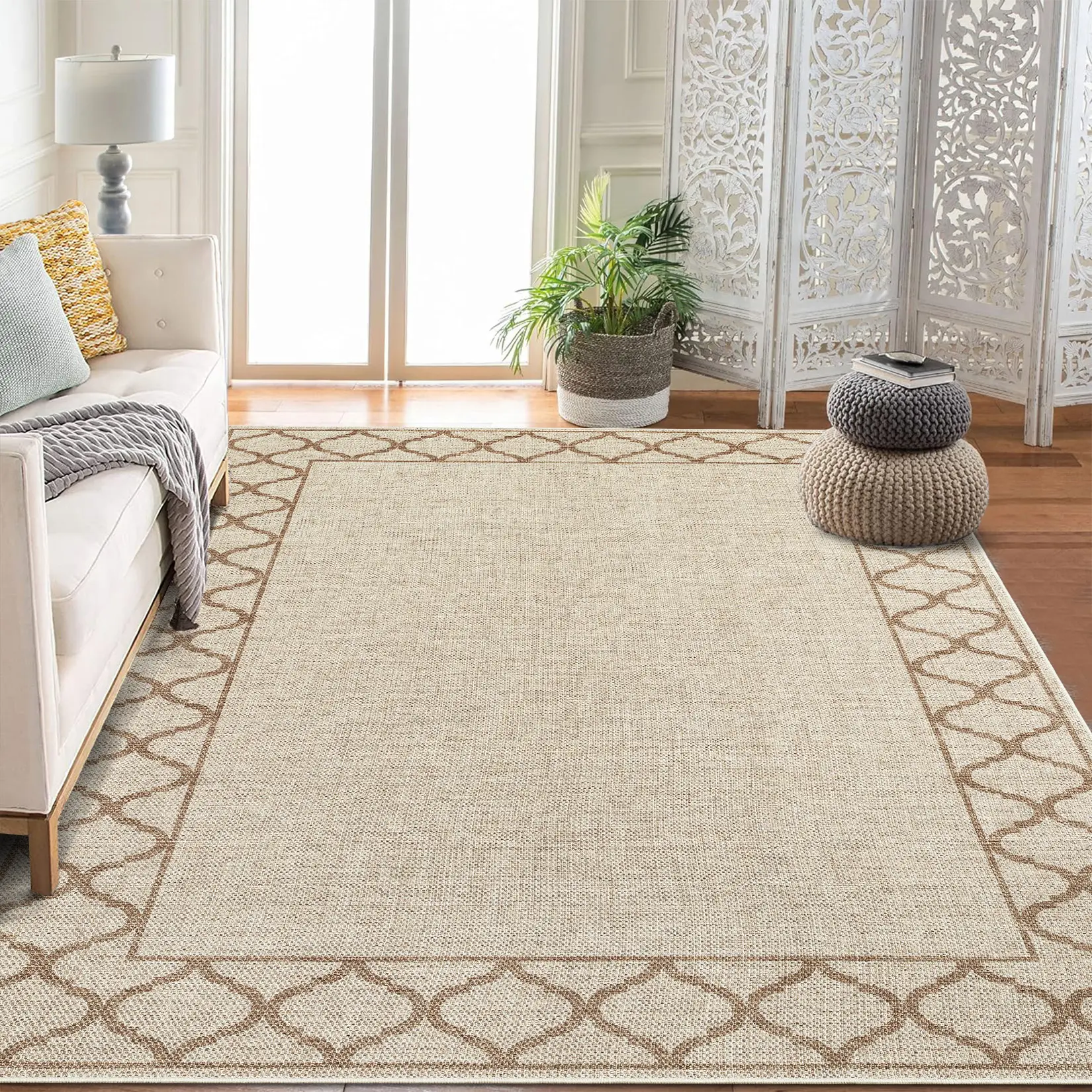 Washable Non-Slip Contract Area Rug, Low Pile Spring Summer Floor Mat, Area Rug for Bedroom and Nursery