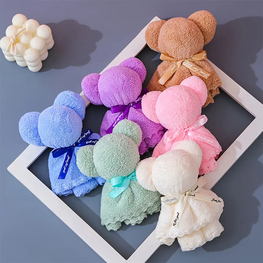 12pcs Bear-Shaped Towels, Cute and Vibrant, Multifunctional for Parties, Wedding Bridesmaid Gifts, Birthday Photos, Hand Drying