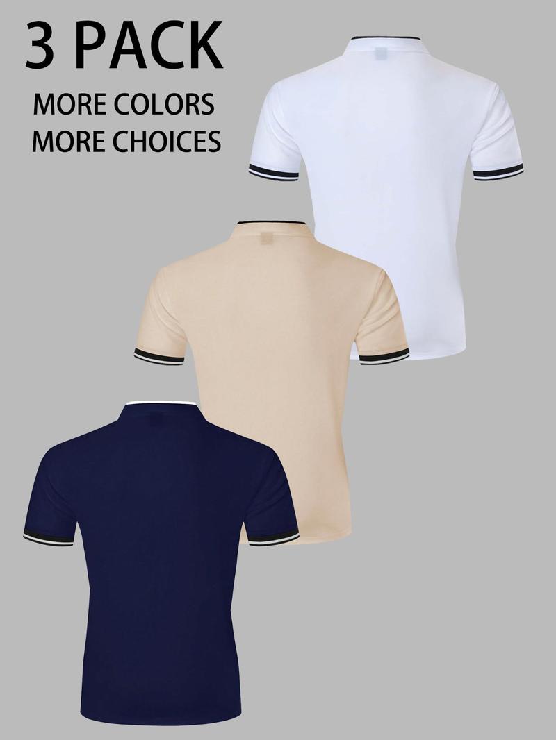 Men's Colorblock Short Sleeve Polo Shirt, Polo Tees, Regular Fit Casual Fashion Comfy Top for Summer, Men's Clothes for Daily Wear, Gamis