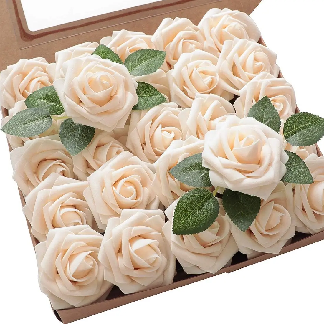 Artificial Flowers 25Pcs Roses Decor w/Stems | 3" Real Touch DIY Foam Floral for Wedding Bouquet/Centerpieces, Outdoors Party Backdrop, Room/Table, and Garden Decorations