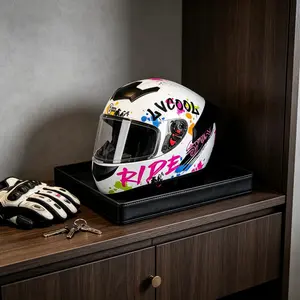Girls' Graffiti Racing Helmet, Detachable Liner, Large Spoiler, Unisex, All-Season Motorcycle Protection Helmet